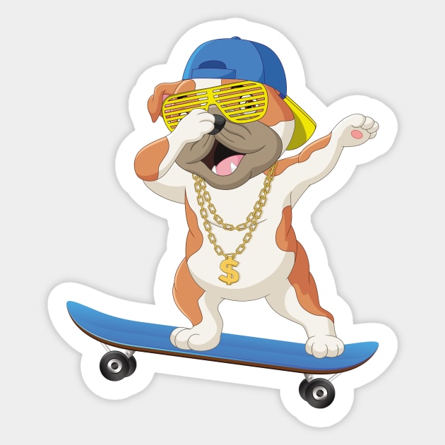 Cool Dabbing Dog Skating Kids Gift Sticker by Foxxy Merch